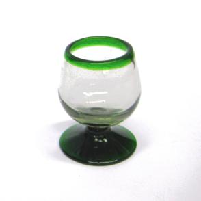 Emerald Green Rim 4 oz Small Cognac Glasses (set of 6)